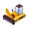 Snow Bulldozer Isometric Composition