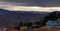 snow capped apennine mountains and valley seen froma a village in a cloudy day