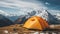 Snow-Capped Mountain Camping. Natures Tranquil Retreat Amidst Majestic Alpine Peaks