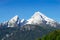 Snow-capped mountain peaks Watzmann Mount in national park Berchtesgaden