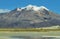 Snow capped mountain in salar de Surire national park