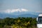 Snow capped mountain views over the Pyrenees with moody sky\\\'s overhead.
