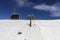 Snow-capped mountains. Alps, winter landscape. Ski resort. Chair lift. Bellamonte, Lusia, Valbona, Dolomites, Italy, Trentino. Win