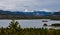 Snow-capped mountains in the background of a mountain lake in Utah, nature US