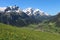 Snow capped mountains and wildflowers