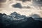 Snow capped peak of Monte San Parteo mountain in Corsica