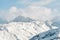 Snow-capped peaks of the Caucasus Mountains. Caucasian landscape