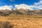 Snow capped peaks and tussock lands, Southern Alps, NZ