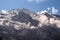 Snow capped summit of Jungfrau and Silberhorn, Lauterbrunnen, Switzerland