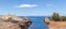 Snow capped volcanoes over lake Taupo, New Zealand