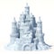 Snow castle isolated on white background 3d rendering