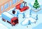 Snow Cleaning Isometric Composition