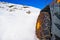 Snow clearing excavator in Aran Valley