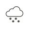 Snow cloud icon vector. Line winter symbol.