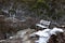 Snow collected on a bench seat at Lithgows Hassans Wall lookou