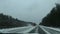 Snow conditions on the highway. Driving on the A13 freeway from Berlin in the direction of Poland. Snowplow clearing the roadway