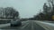 Snow conditions on the highway.Driving on the freeway A13 direction Spreewald and exit Luebbenau
