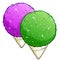 Snow cones green lime and purple grape cartoon illustrations