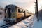 snow-covered abandoned trains in winter