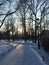 Snow-covered Alexander Garden in St. Petersburg