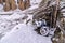 Snow Covered Bike in Dhankar Village, Spiti Valley, Himachali