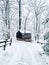 Snow covered country road and small barn in winter, Glen Rock, Pennsylvania