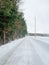 Snow covered country road in winter, York County, Pennsylvania