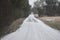 Snow covered county road in Northeast Texas Feb 2021