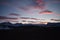 Snow covered Durmitor Mountain sunset with the blushing sky