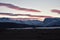 Snow covered Durmitor Mountain sunset with the blushing sky