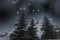 Snow covered firs under a starry sky