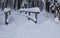 Snow covered footbridge