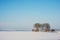 Snow-covered frozen island