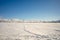 Snow covered frozen landscape with copy space in Washoe Valley, Nevada.