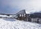 Snow covered gate in the Ciucas mountains of Romania , wintertime