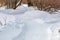 Snow-covered hiking trail in the city park