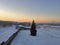 Snow covered landscape at dawn in Kaunas in Lithuania 31.12.2015