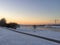 Snow covered landscape at dawn in Kaunas in Lithuania 31.12.2015