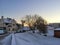 Snow covered landscape at dawn in Kaunas in Lithuania 31.12.2015