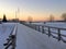 Snow covered landscape at dawn in Kaunas in Lithuania 31.12.2015