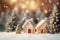 Snow covered landscapes, cozy cabins, and serene winter scenes associated with Christmas