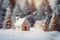 Snow covered landscapes, cozy cabins, and serene winter scenes associated with Christmas