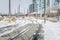 Snow Covered Light Rail Tracks