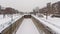 Snow covered lock on Lachine canal, Montreal