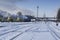 Snow-covered major railway hub