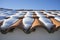 Snow covered mediterranean roof tiles