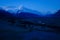 Snow covered Mount Cook with heart in the foreground at blue hour, South Island, New Zealand