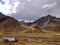 Snow covered mountain at Abra La Raya Pass in the Peruvian Andes