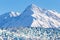 Snow covered mountains and Knik Glacier in Anchorage, Alaska