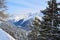 Snow covered mountains of Mont Blanc, Chamonix France.